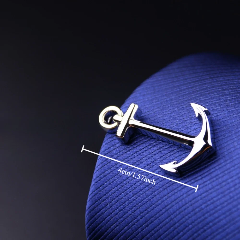 Vintage Maritime Texture Silver Boat Anchor Collar Clip Exquisite Design Business Dress Shirt Tie Clip Texture of Dressing