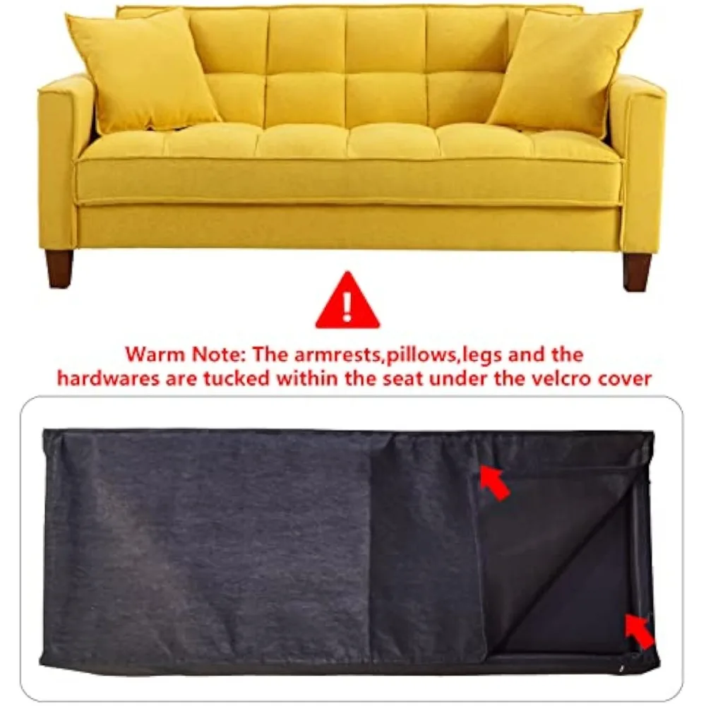 Linen Sofas Couchs for Living Room Grid Tufted Loveseat Sofa Padded 2 Seater Bedroom Couch Soft Comfy Sofa Bed for Small Space