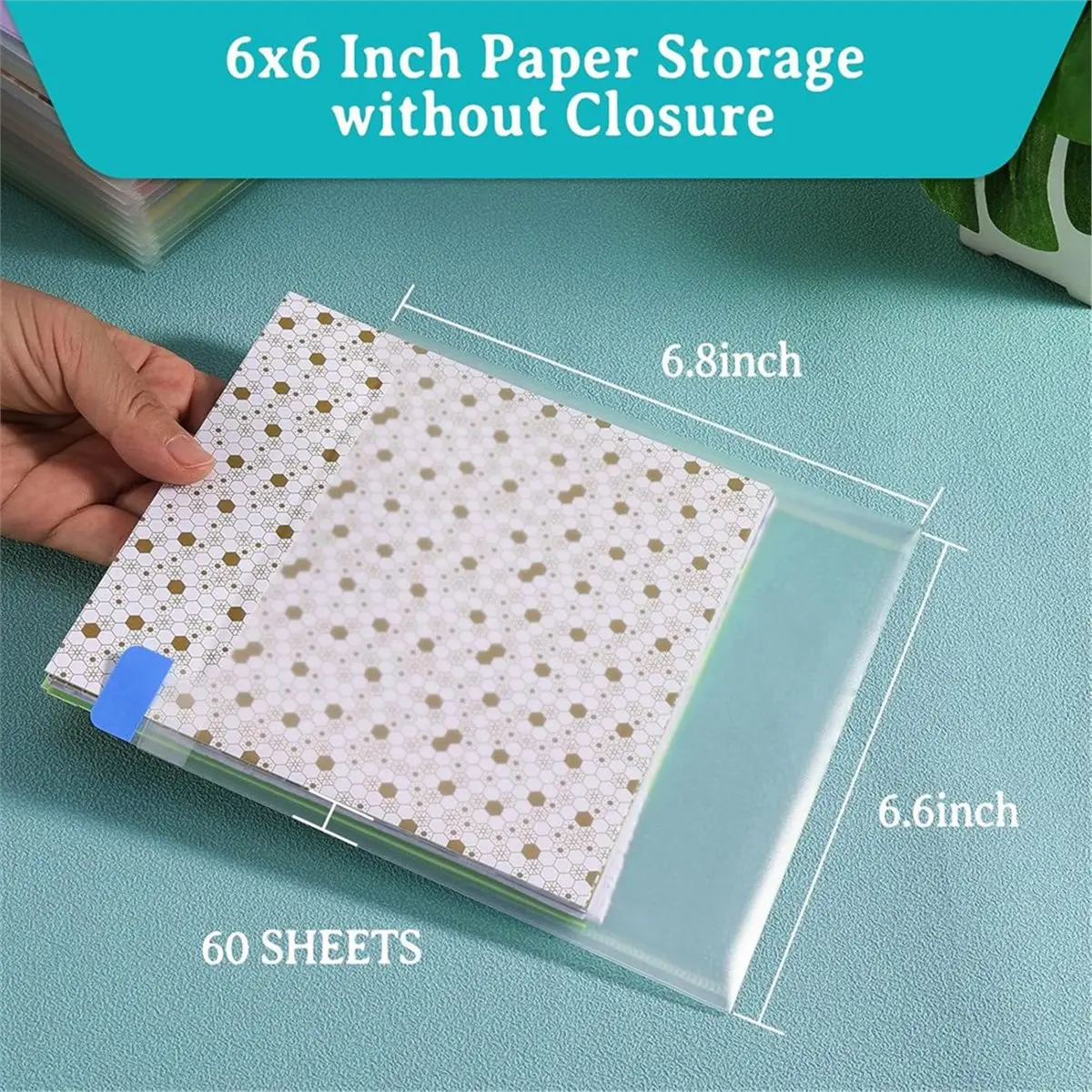 36PCS 6x6inch Scrapbook Paper Storage, with 60PCS Sticky Index Tabs for Holding Scrapbook Paper, Cardstock, Vinyl Sheets