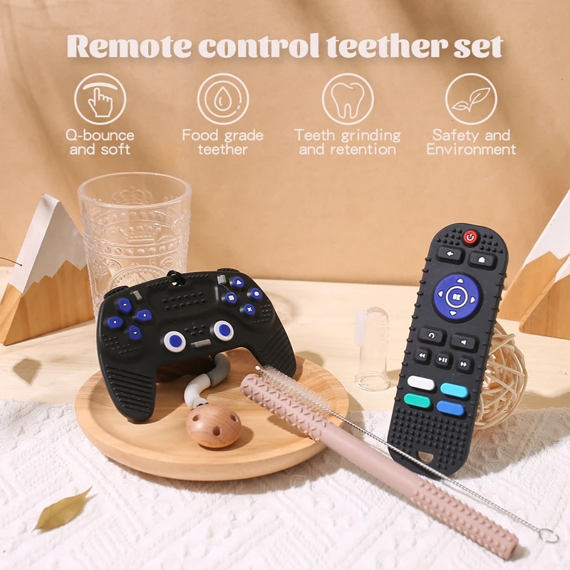 1PC Silicone Baby Teether TV Remote Control Shape Teether Rodent Gum Pain Relief Teething Toy Kids Sensory Educational Toy Gift