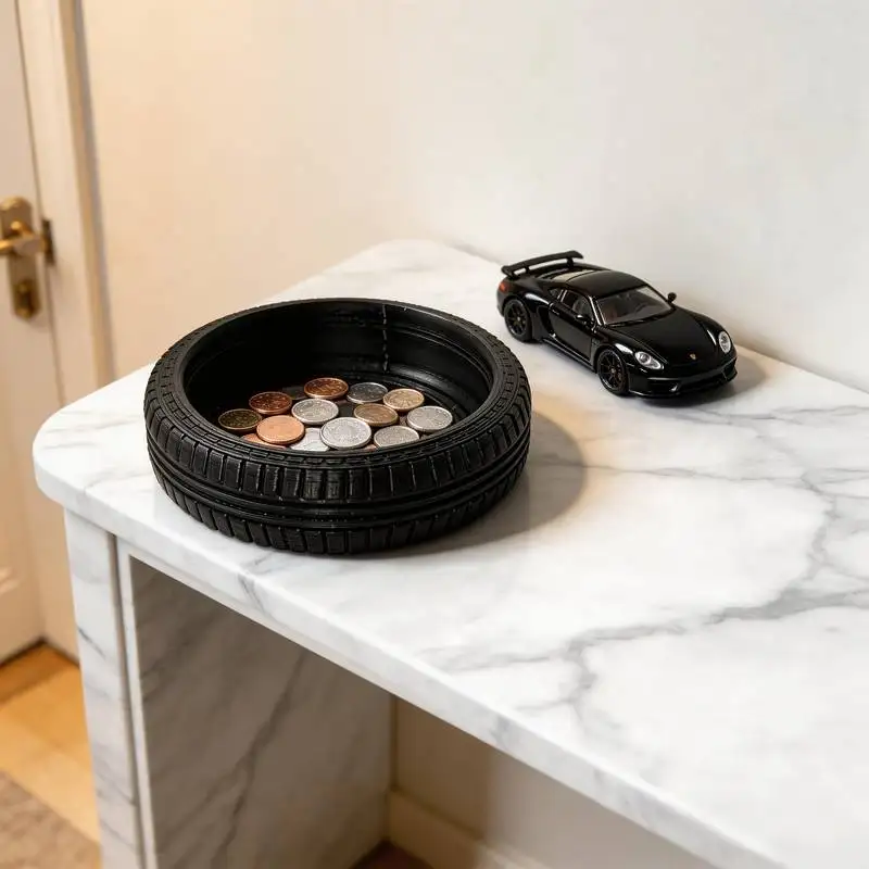 1 Piece of Creative Tire-Shaped Desktop Storage Tray for Entryway, Coins, Keys, Bathroom, Bedroom, Jewelry, Small Items Storage Box, Home Decoration
