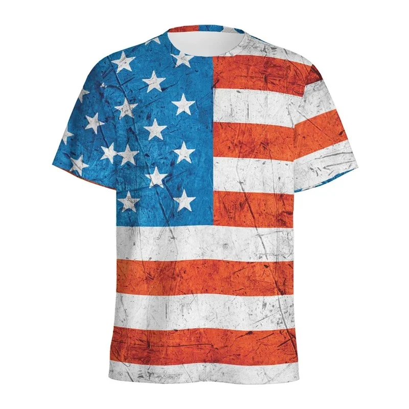 USA American Flag T-Shirts 3D Print Men Women Fashion Casual T Shirt Short Sleeve Oversized Harajuku Male Tops Tees Man Clothing
