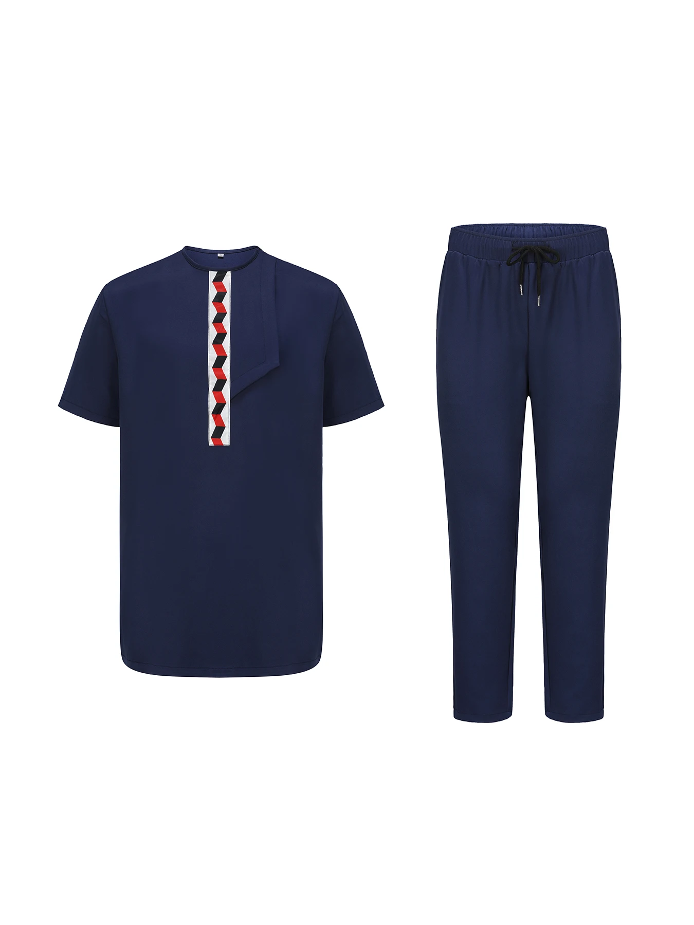 Kaftan Men's Two-Piece Set Wedding Kaunda Suits African Ethnic Traditional Casual Outfits Embroidery with Pocket Top and Pants