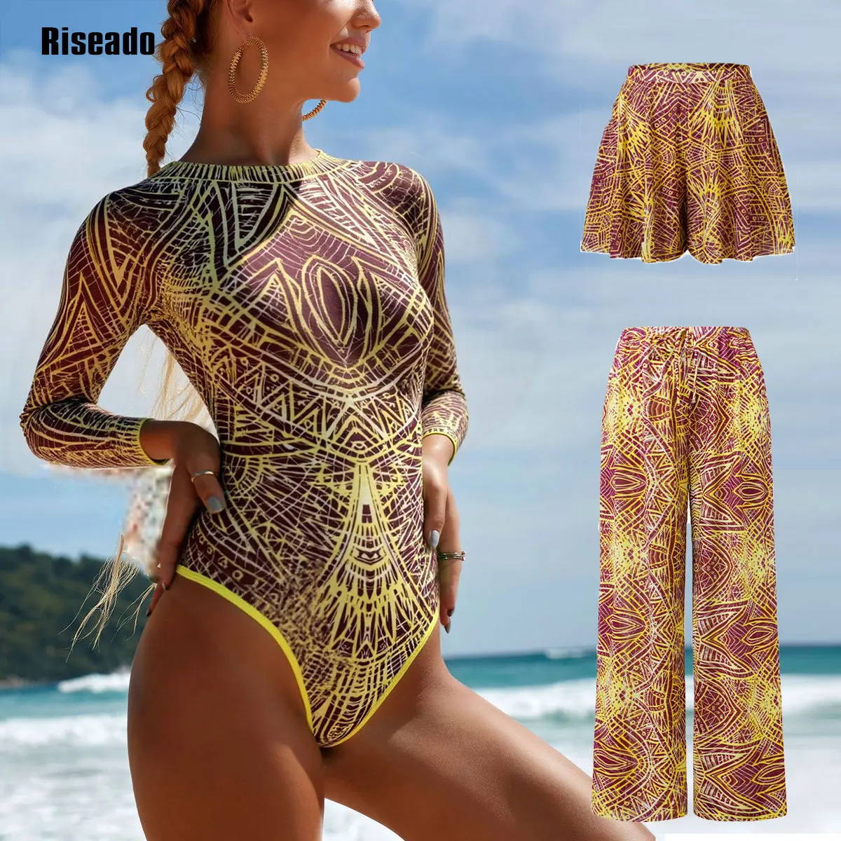Riseado Mesh Swimsuit with Long Pants & Swimdress Long Sleeve Mesh Beachwear Sexy High Waist Bathing Suit Smart Beach Clothing - AliExpress 201768104 Riseado Mesh Swimsuit with Long Pants & Swimdress Long Sleeve Mesh Beachwear Sexy High Waist Bathing Suit Smart Beach Clothing - AliExpress 201768104