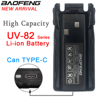 Walkie Talkie UV-82 Battery USB Type C UV-82HP Extended Rechargable Battery For Baofeng UV82Plus UV-8D UV-82WX UV-89 UV82 BL-8