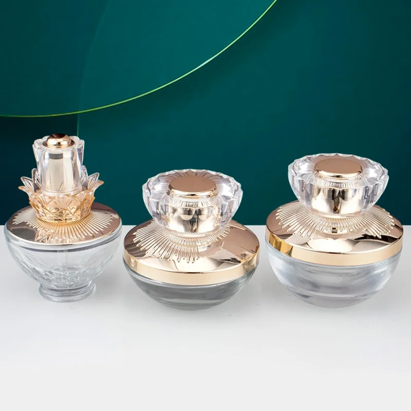 Empty Glass Cosmetic Bottle 30/50g Cream Jar 30ml Dropper Bottle Essential Oil Bottle 40/100ml Lotion Bottle Refillable