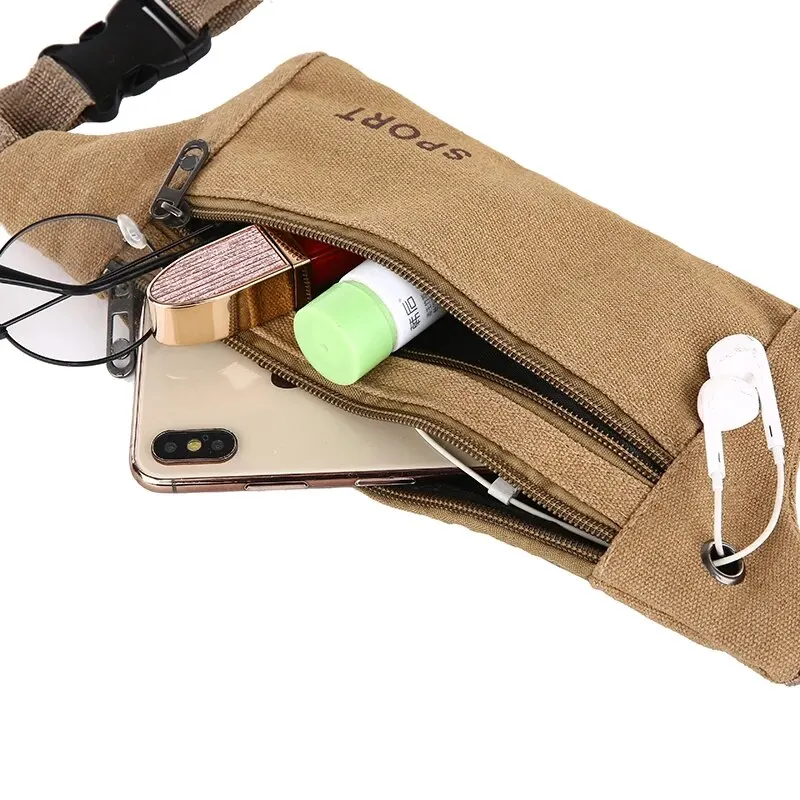 Outdoor Sports Phone Waistpack Multi Functional Invisible Wallet Men\'s Casual Canvas Waistpack Instagram