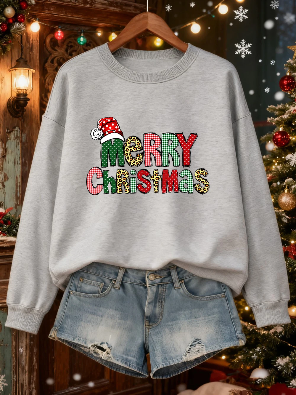 2025, Frohe Weihnachten, bunte Buchstaben-Drucke, Sweatshirts für Damen, lockere, lässige Kapuzenpullover, Fleece, warm, Rundhalsausschnitt, weicher Winterpullover