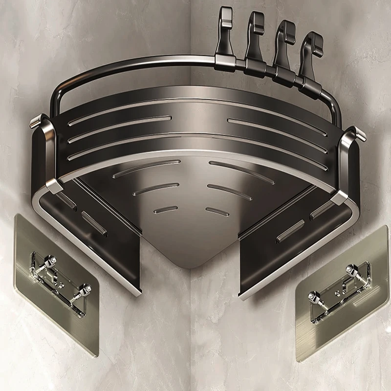 【セール中】ドリル不要のアルミ製バスルームシェルフ、シャンプー、化粧品収納ホルダー、キッチンオーガナイザー、壁掛けバスルームアクセサリー