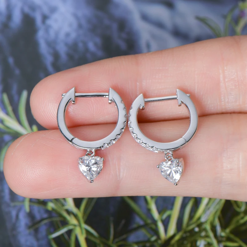 

Ehhai GRA Certified 5x5mm Heart Cut Moissanite Hoop Earrings for Women S925 Sterling Silver Earring Fine Jewelry Gift Pendientes