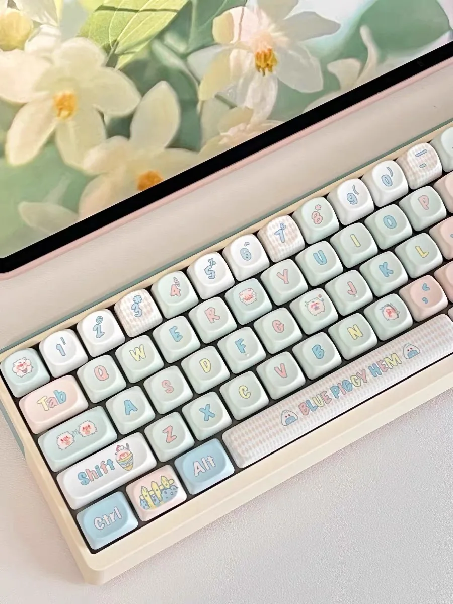 140 Keys SOA Chalk pig Cute Keycaps for KeyCap Square Thermal Sublimation Alice Mechanical Keyboard 2.25 U 2.75U Split Spacebar