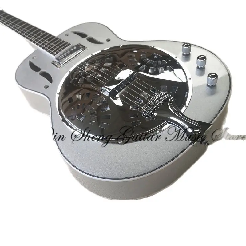 Resonator Guitar, Stainless Steel Silver Pink Guitar, Resonator Body, Chrome Tunes