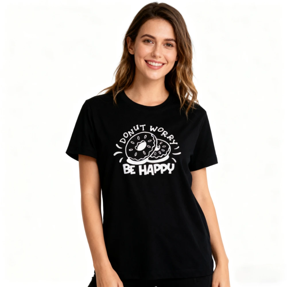دونات تقلق كن سعيدا قميص مضحك قواعد خطأ قميص دونات عاشق هدية تي شيرت الرجال النساء الحياة اليومية ملابس قطنية غير رسمية #1