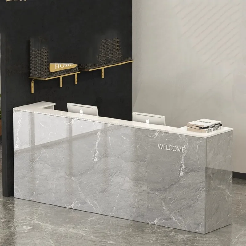 Decorações exibir balcão de recepção simples mesas de recepção de escritório moderno simples salão de beleza mesa de recepção móveis comerciais