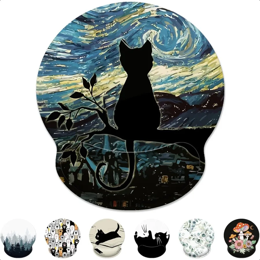 

Эргономичный коврик для мыши с портом на запястьеЭстетический коврик для мыши с черным котом и подставкой для запястья снимает боль в запястье Коврик для мыши Нескользящий резиновый коврик