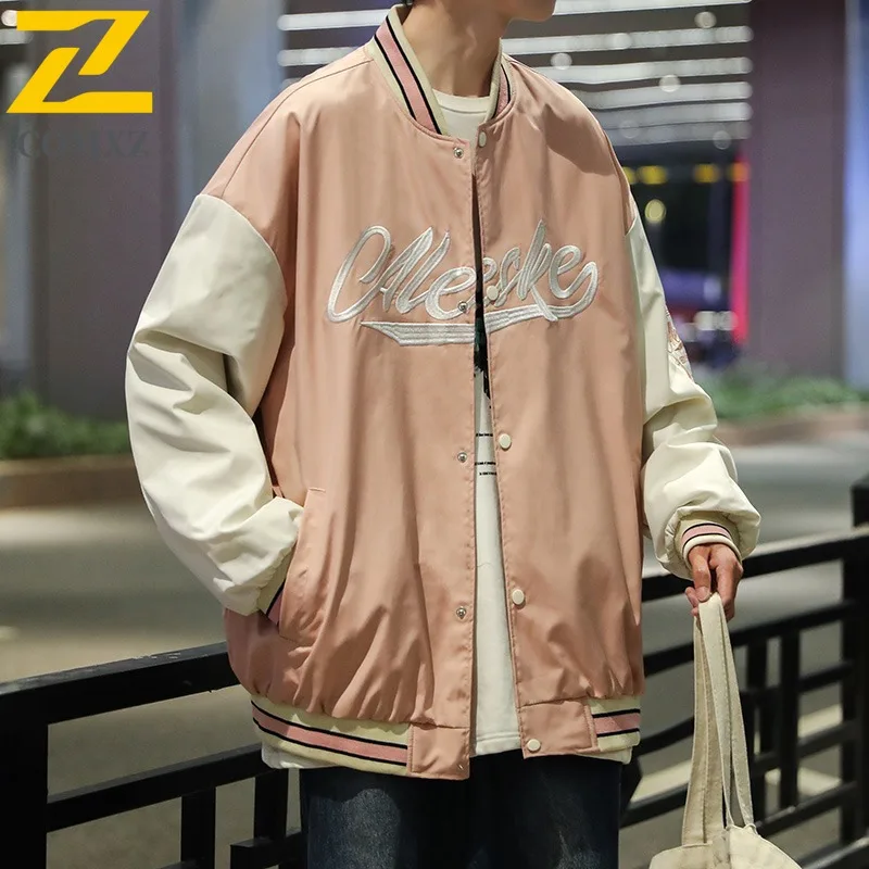 

Men's Color Block Hooded Baseball Jacket Streetwear Lightweight Trendy Brand Two Tone Stand Collar Loose Fit Spring Outerwear