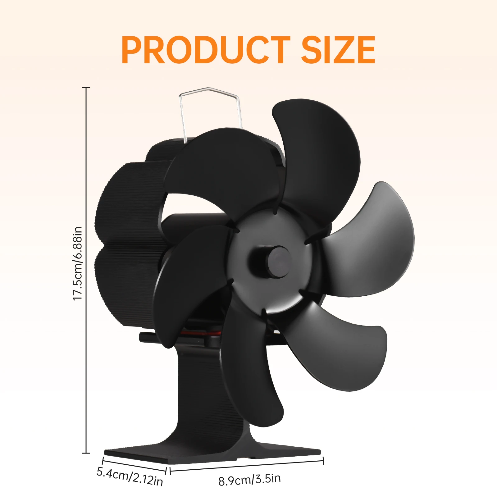 6 Blade Heat Stove Fan with Carrying Handle and Overheating Protection Non Electric Eco-Friendly for Wood Log Burner Fireplace