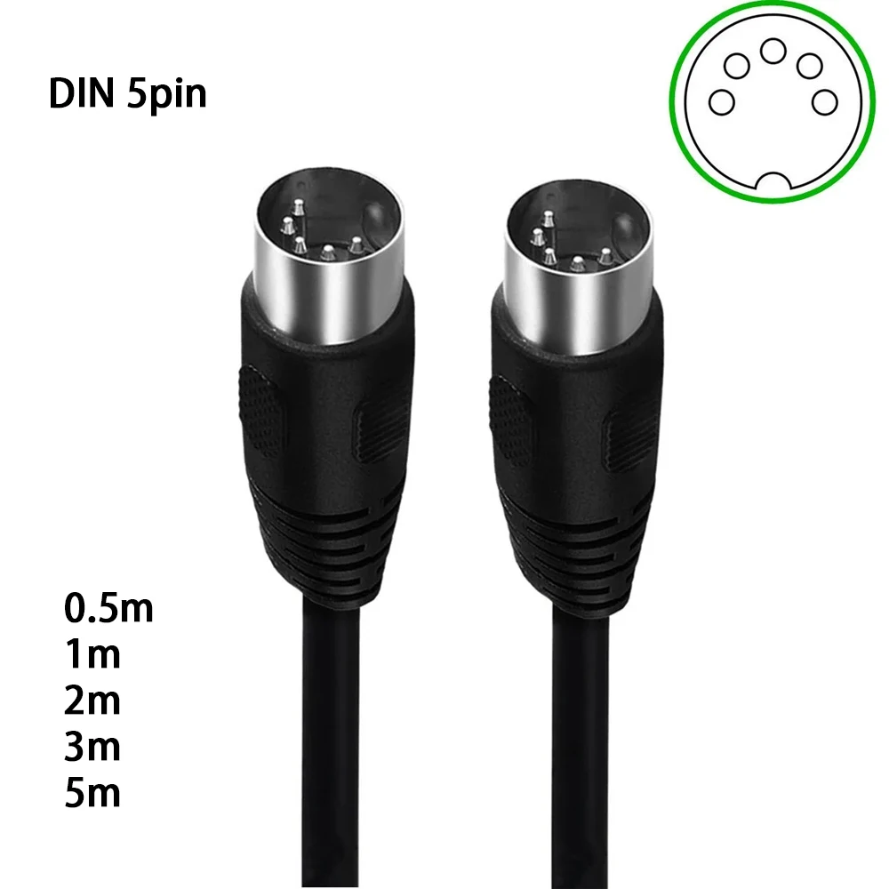 MIDI DIN 5Pin Male to Male Audio Extension Cable 5 Pin DIN Connector Cord for Electronic Keyboard Speaker Audio Mixer