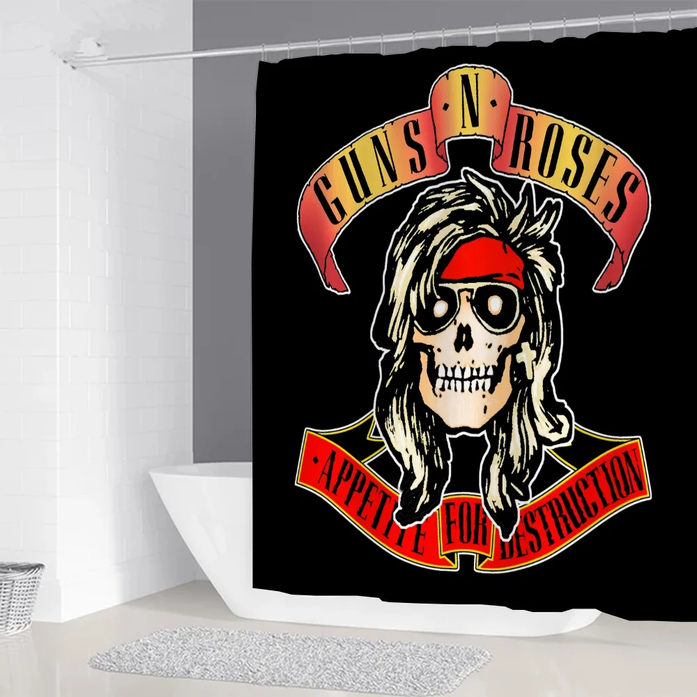 Rock-Guns Roses Shower Bath Curtain Bathroom Curtains Folding Partition Accessories Bedrooms Things The Sets Full Set Luxury