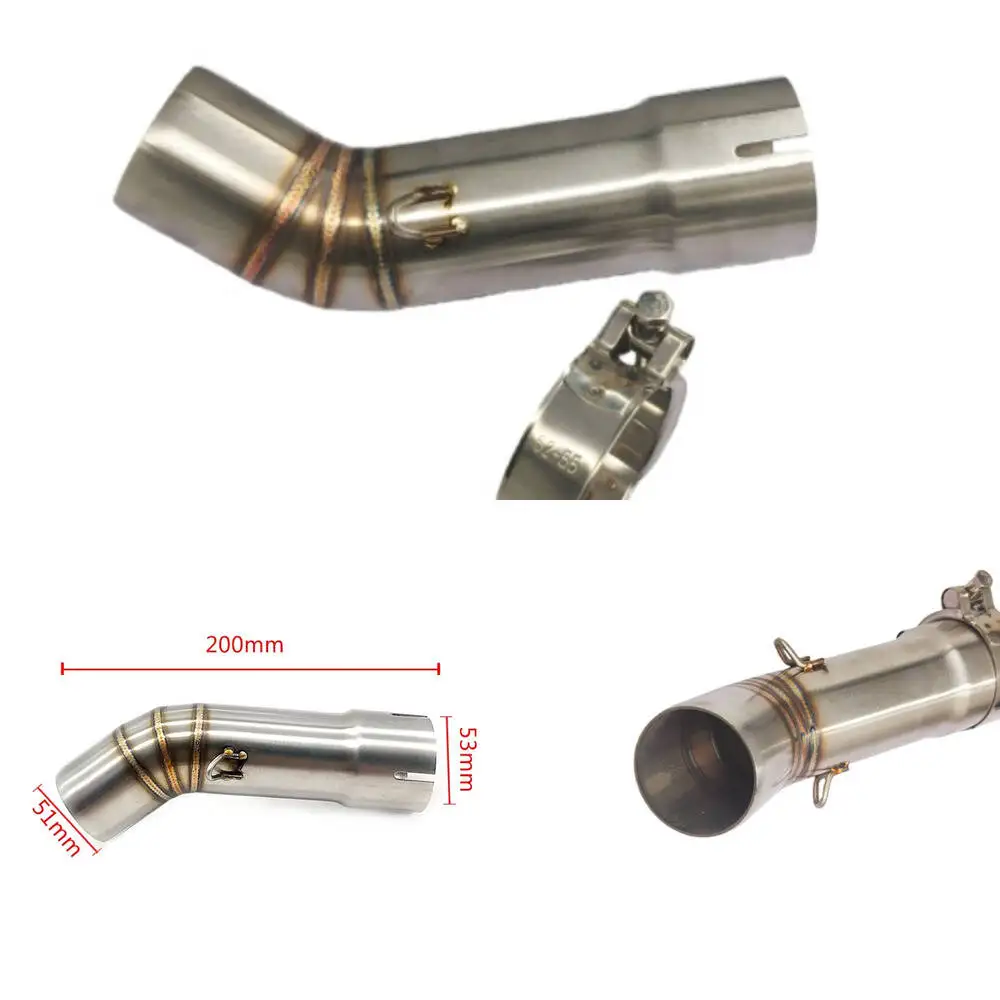 Fz8n Fz800 para motocicleta Fazer Exhuast Fz8s Yamaha Fz8 tubo de enlace medio conectar 51Mm tubo silenciador de Escape de motocicleta