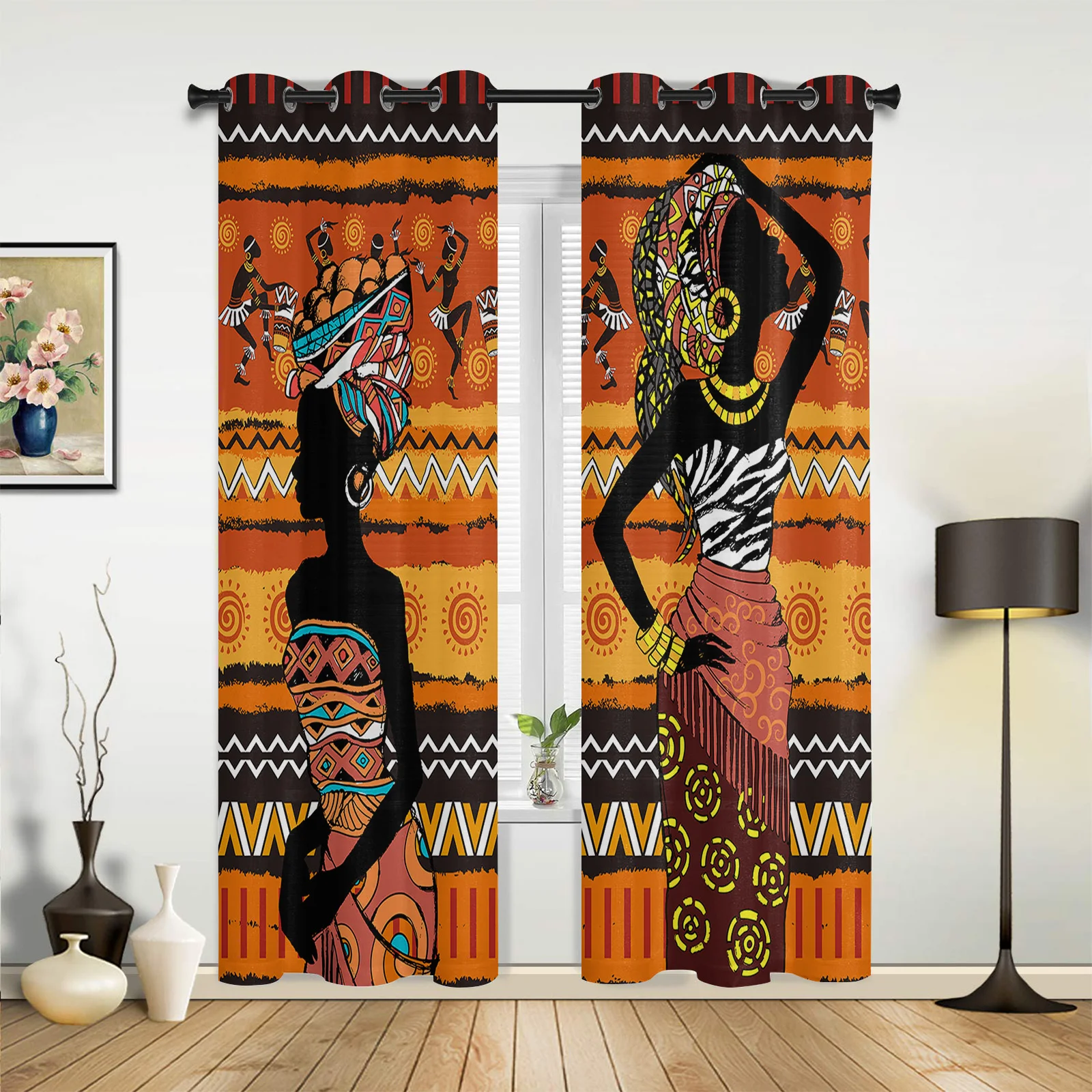 Ethnic Style African Women Black Folk Costume Window Treatments Curtains Living Room Curtain Bedroom Kitchen Home Decor Drapes