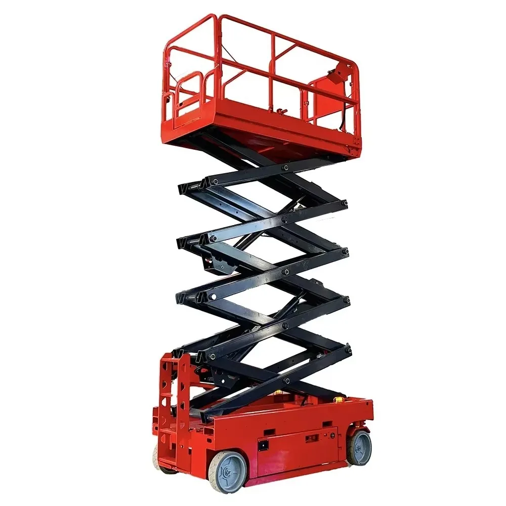 

Heavy Duty 8m Self Propelled Aerial Work Platform Hydraulic Scissor Lift 350kg Load Auto Braking Horn Flash Warning Lights