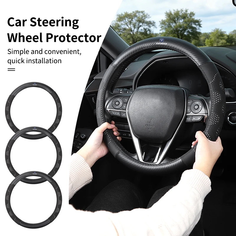 

Universal Car Steering Wheel Cover Leather Anti-slip Cover Auto Accessories For Changan CS75 CS35 CS15 CS95 RAETON CX70 CS55