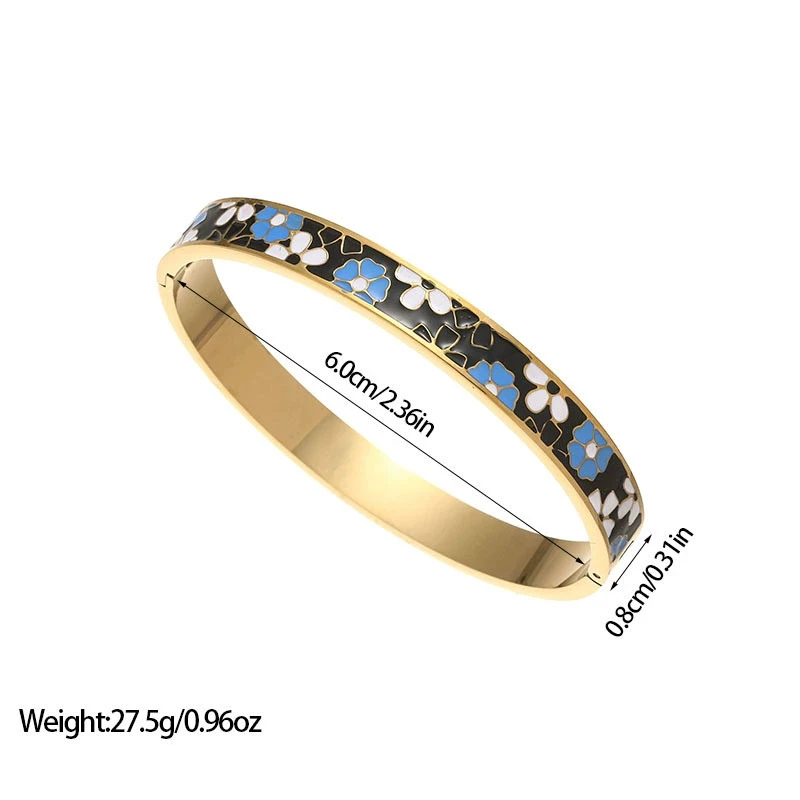 سوار زيت نازف المينا الرائع للنساء، أنماط هندسية حديثة، سوار من الفولاذ المقاوم للصدأ عالي الجودة، هدية مجوهرات