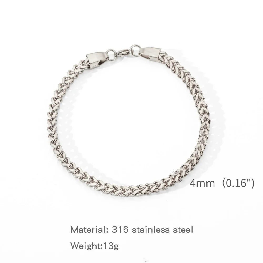 Hip Hop Silver Color Stainless Steel Men Bracelet Retro Metal Braid Thick Chain Bracelet Fashion Women Jewelry Accessories