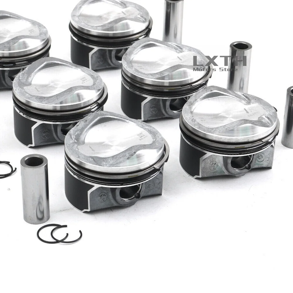 6x Pistons & Rings Set STD Mahle A06E107065EC A06E107066EC For Audi S5 A6 A7 A8 Q7 3.0 TFSI CRE CTD EA837