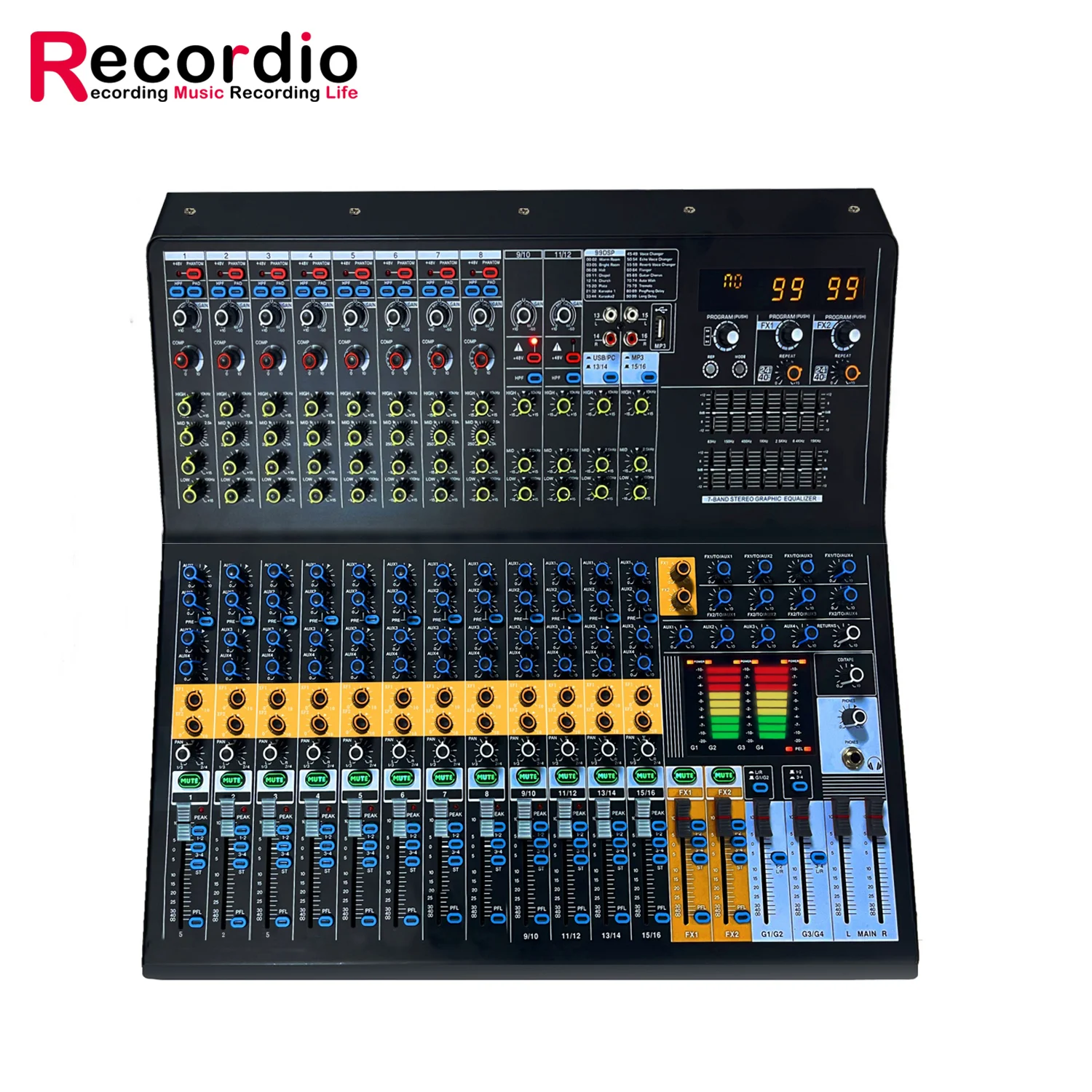 Audio Mixer 16 Channel Usb - GAX-QQ16 Dual 99DSP Professional Mixing Console