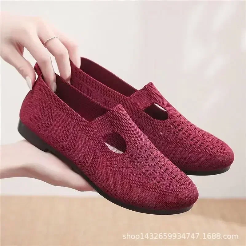 Chaussures Plates en Maille Légères et Respirantes pour Femme, Souliers à Enfiler, Décontractés, Solides, Polyvalentes, Basses, Aide, 2024