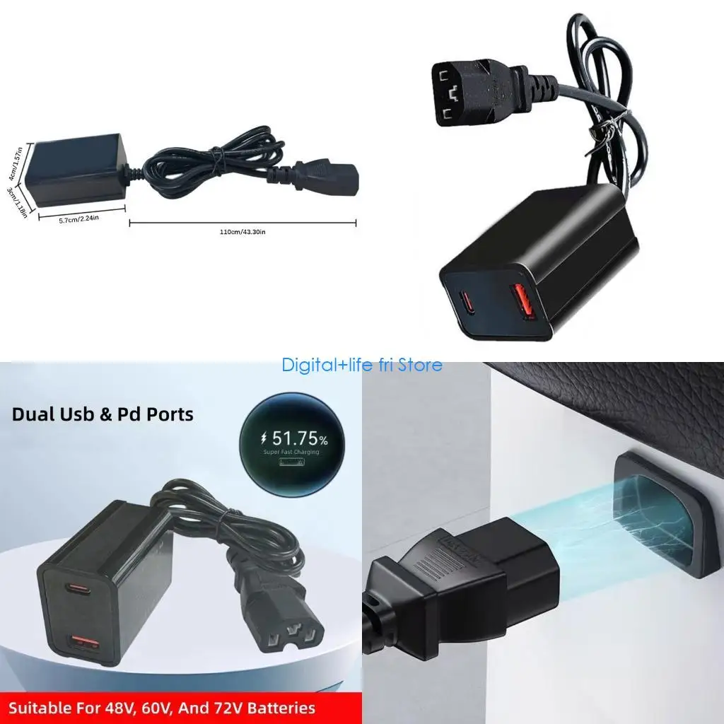 E06D Highly Speed USB For Electric Bike Motorcycles With 5V 9V 12V Output And 1.1M Cable for Phones Charging