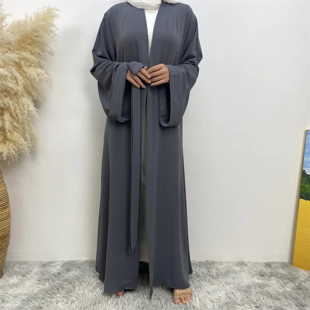 

Eid Abaya Open Cardigan Muslim Women Long Sleeve Maxi Dress Turkey Kaftan Arab Gown Belt Kimono Dubai Ramadan Islam Arabic Robes