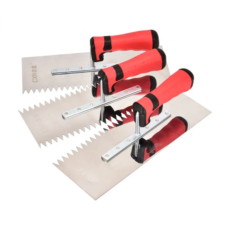 Stainless Steel Serrated Plastering Knife Spatula Serrated Tile Spatula Scraper Masonry Batch Plasterer Trowel Drywall Tools