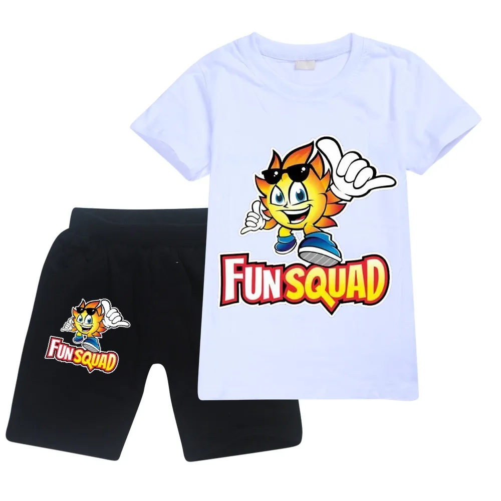 Fun Squad Gaming Printing Boys T shirt Girls Summer T-shirt Kids Tee Shirt Tops T Shirt Children Clothes Pants 2pc