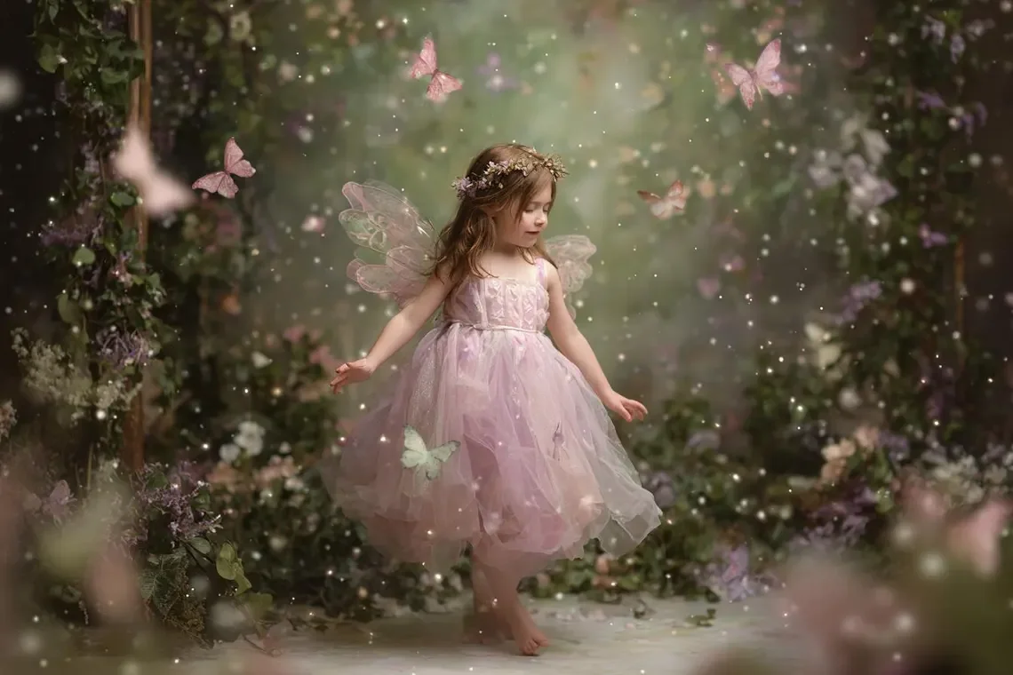 Mehofond Photography Background Glitter Magic Forest Butterfly Kids Birthday Cake Smash Portrait Decor Backdrop Photo Studio
