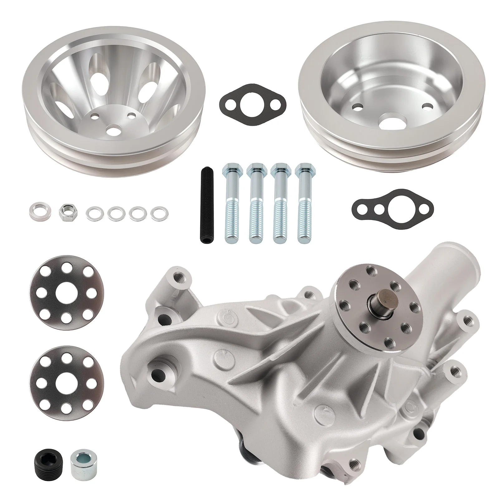 

High Volume Long Water Pump & 2 Grooves Pulley+Crankshaft for SBC Chevy 350