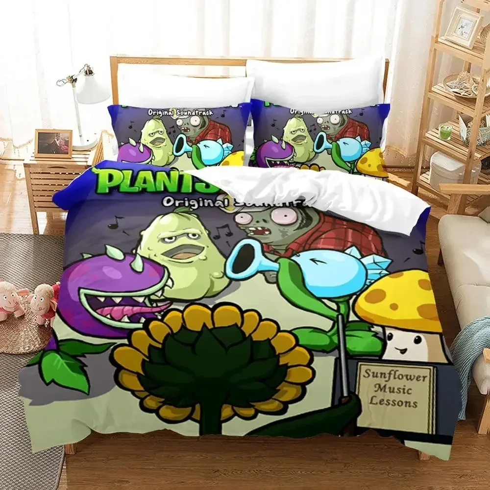 

Game Plant Zombie Bedding Set 3D Printed Suitable for Bedroom Duvet Cover Set With Pillowcases Kids Home Textile