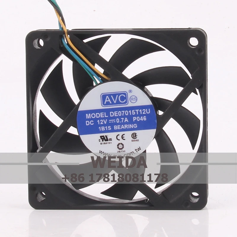 

DE07015T12U Case Fan for AVC 70X70X15MM 12V 0.7A 7015 4-wire PWM Temperature Control CPU Cooling Fan