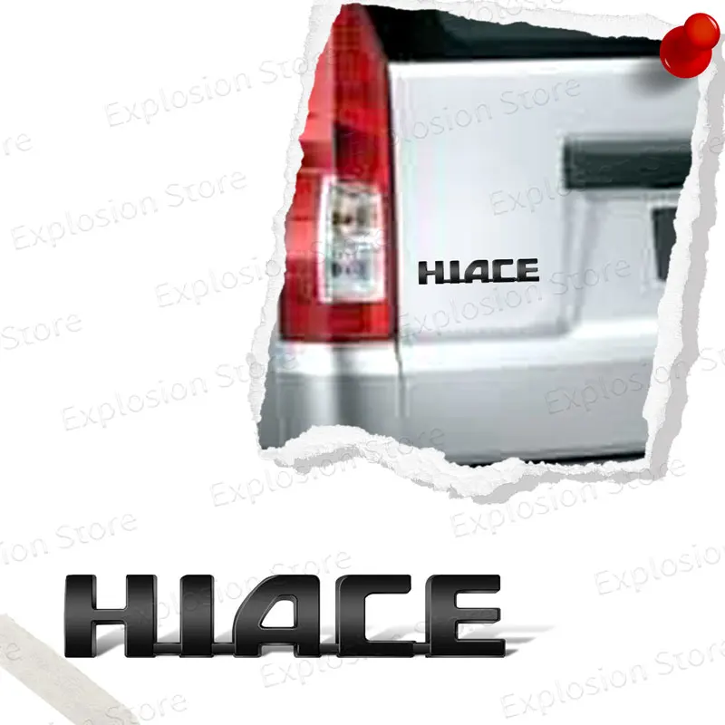 1Pcs ABS Plastic HIACE Letter Logo Car Fender Side Emblem Sticker Rear Bumper Tail Door Trunk Decal Decoration Accessories