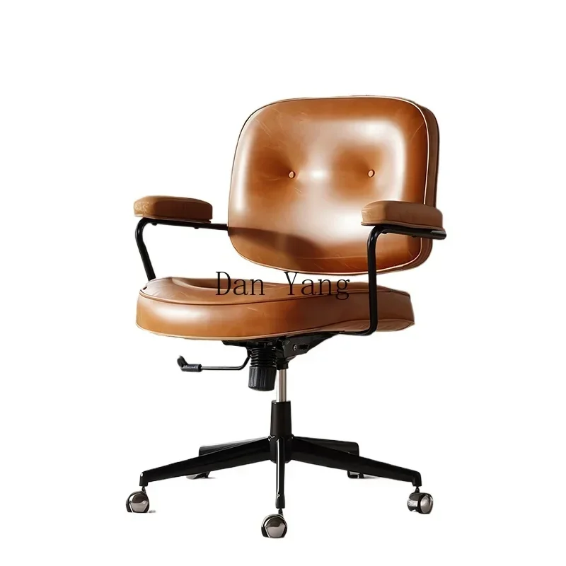 Backrest computer chair home sedentary comfortable study desk bedroom leather office chair rotating chair