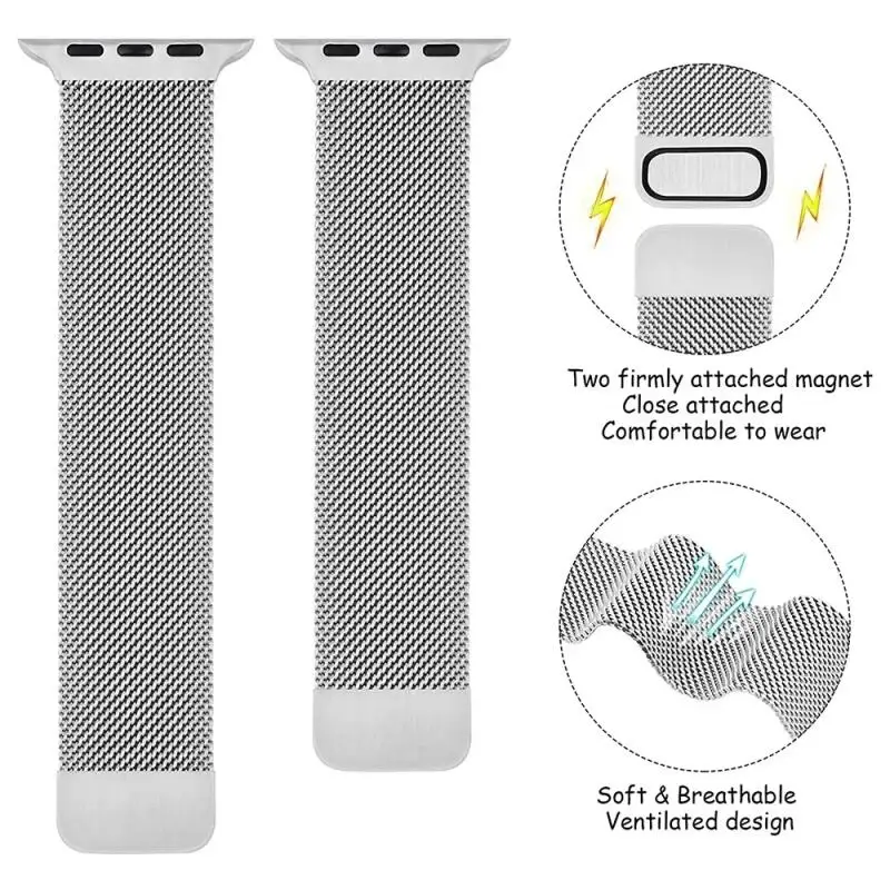 Milanese حلقة الفرقة ل أبل حزام ساعة الترا 3 49 مللي متر 45 مللي متر 44 مللي متر 41 مللي متر 40 مللي متر سوار معدني لسلسلة iWatch 11 10 46 مللي متر 42 مللي متر SE 3 #3