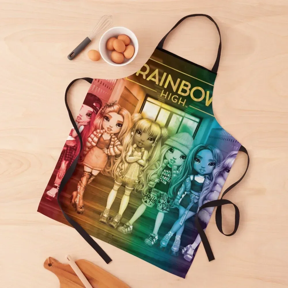 

Rainbow High group artwork Apron Waterproof Kitchen Woman Kitchen custom women's kitchen Apron