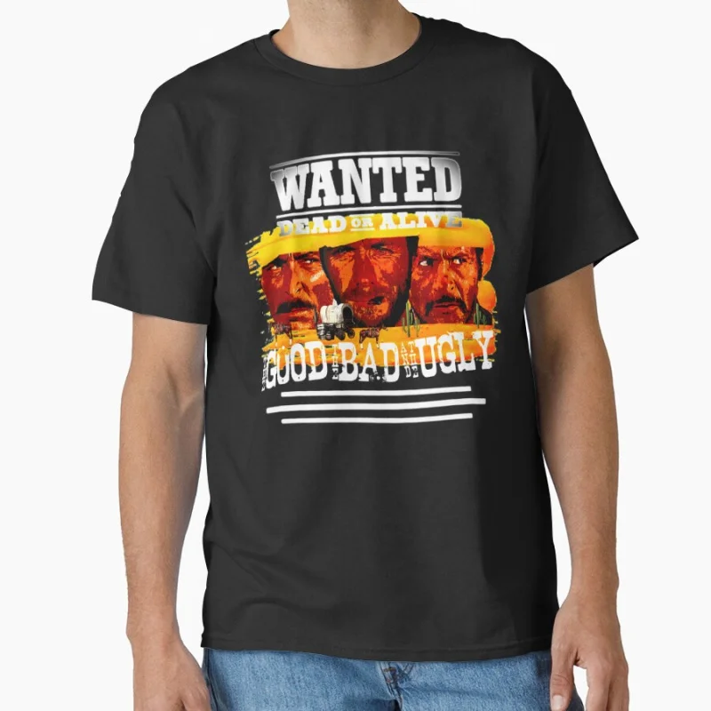 

good the bad and the ugly Vintage film A Fistful of Dollars Cowboy movie Eastwood Retro Gift t shirt for men Large size Tops
