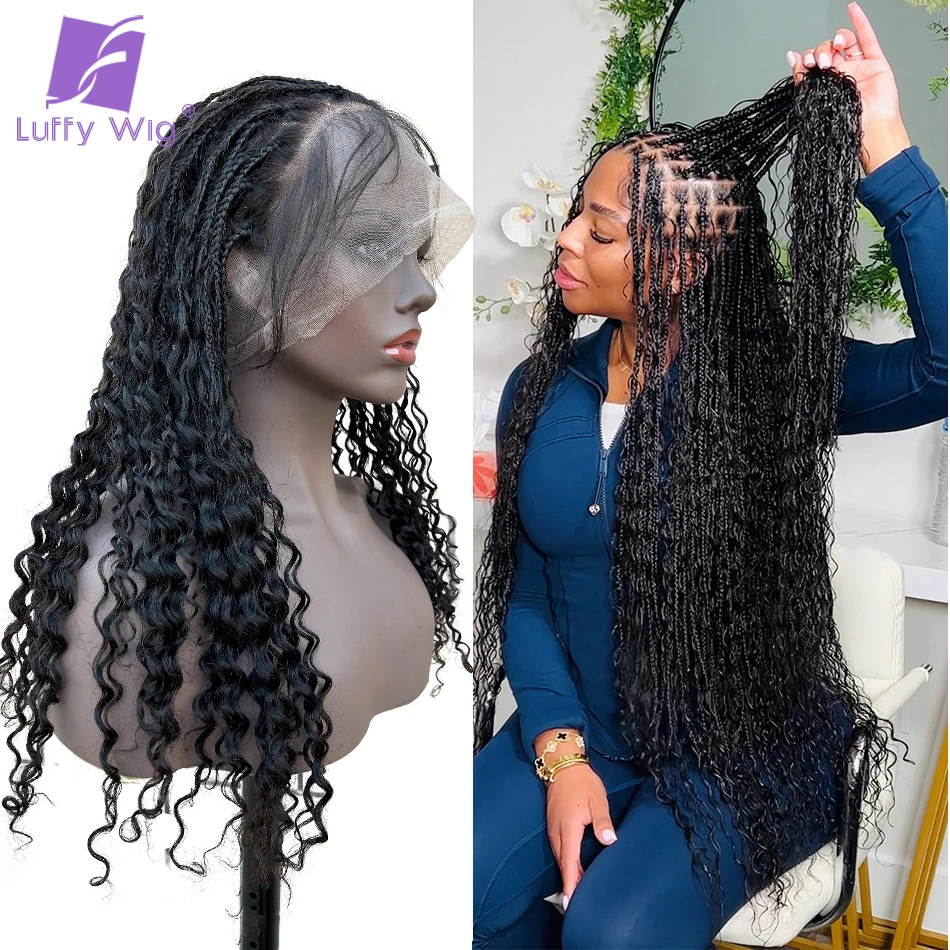 

Full Lace Knotless Braided Wig 100% Human Hair High Density Goddess Crochet Box Braids Pre Plucked With Baby Hair For Women