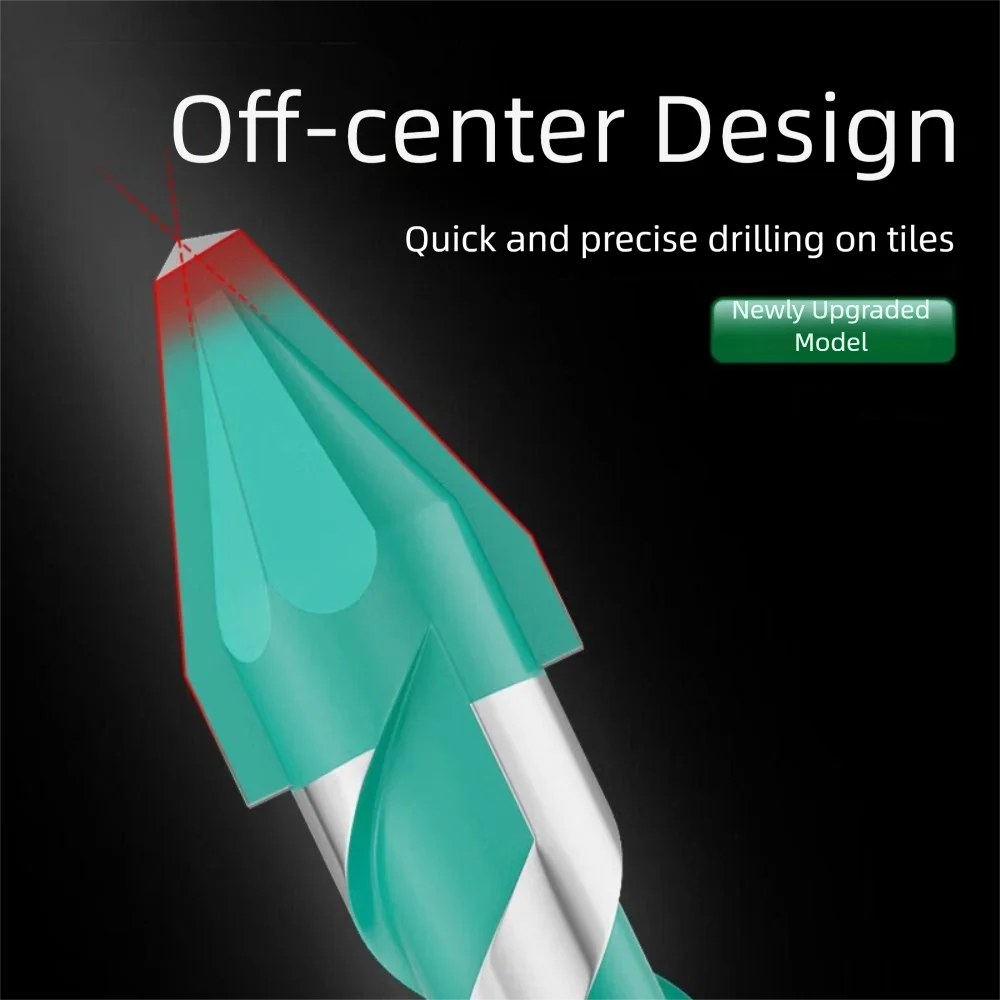 Ultra-High Hardness Sawtooth Drill Bit Four-Edged Hexagonal Shank Tile Drill Bit 6mm to 12mm Sizes Serrated Skewed Head