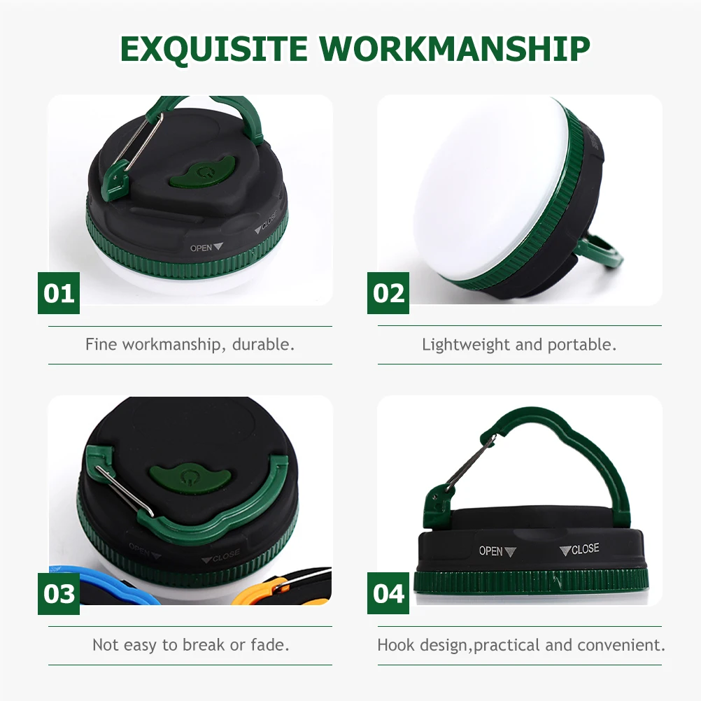 

LED Camping Lantern ABS PP Material Lightweight Portable Operated Tent Light Hook Design Durable Outdoor Hiking Fishing