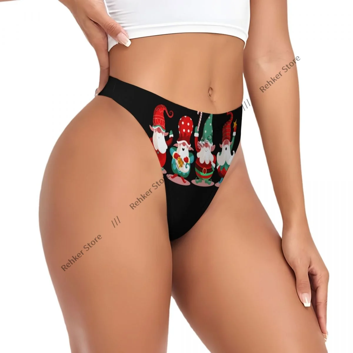 Sexy G-string Thongs Women Panties Christmas Colorful Gnomes Underwear Lingerie Tanga