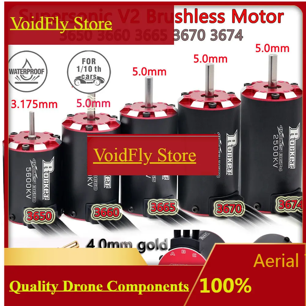 VoidFly SURPASSHOBBY Rocket-RC Supersonic V2 3650 3660 3665 3670 3674 Brushless Motor Temp/Sensor Port For 1/8 1/10 RC Car Off-R